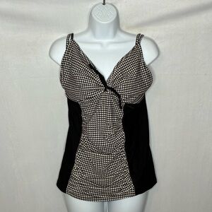 🐼 3/$25 Heat Swimwear Black and White Tankini Top size Large